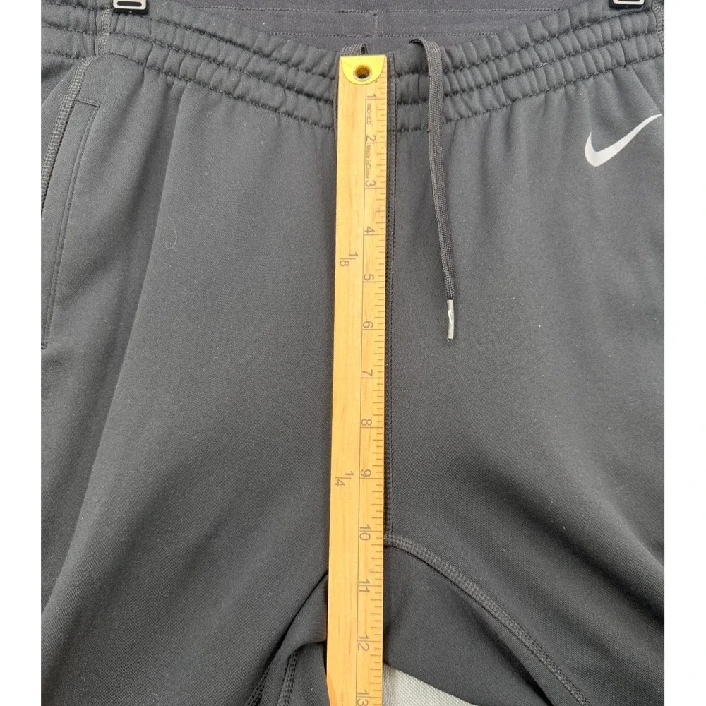 Nike Fleece Straight Leg Track Pants Black Drawstring Swoosh | Men's Small